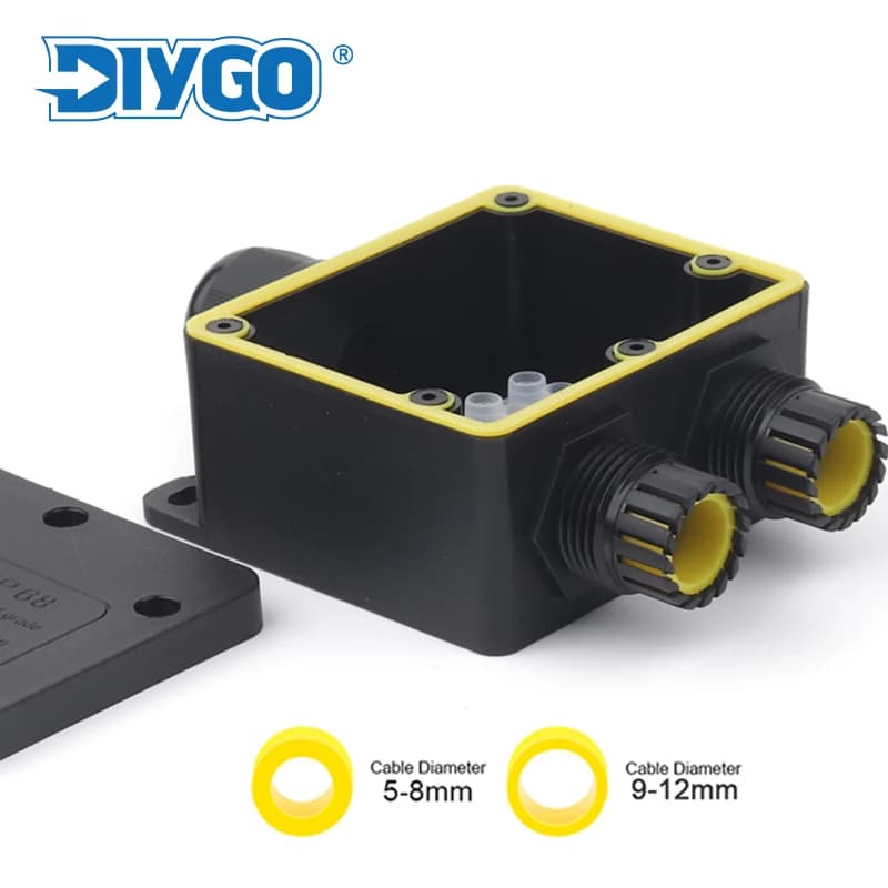 IP68 Outdoor Waterproof Junction Box Black 3 Way Mini Connector Box With PC Plastic And Terminal Designed For Buried Wiring