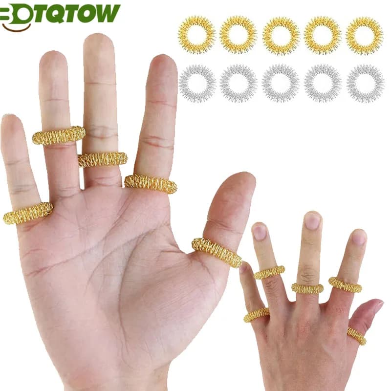 5 Pcs Finger Massage Ring Relaxing Toy for Acupressure Therapy Releasing Stress Medicine Massager for Hands Silent Relax Reducer