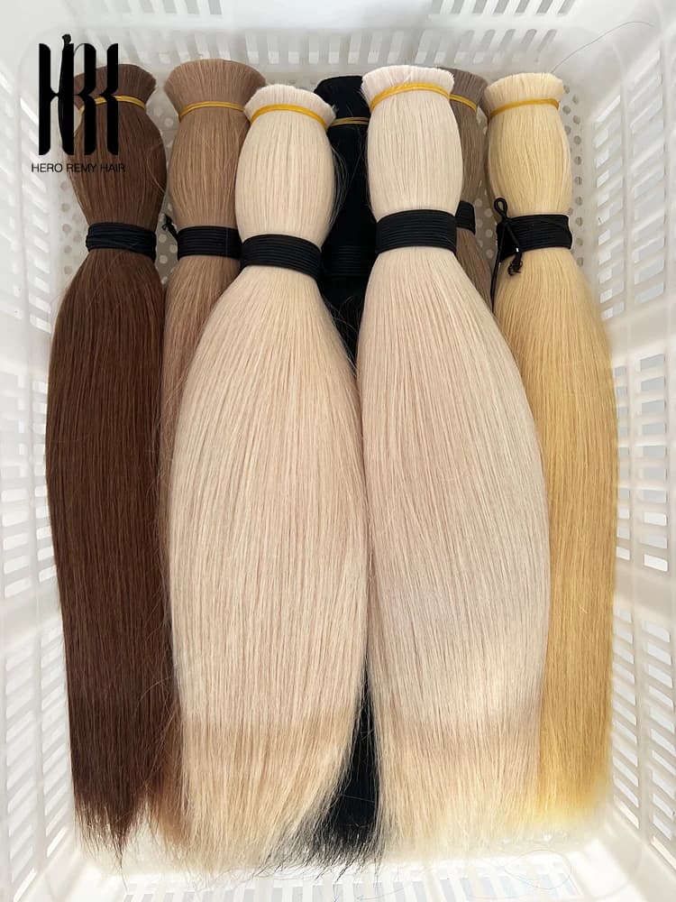 Blonde Color Bulk Hair Extensions V Light Real Remy Human Hair Straight 16"-22" Inch For Hair Professional Salons Supplier