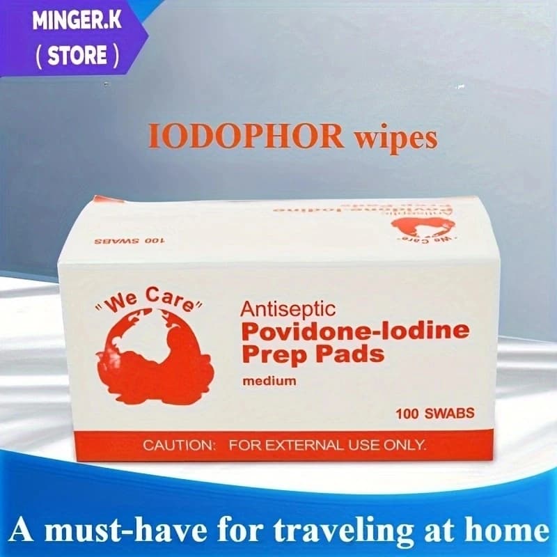 Sterilize and Clean Cuts and Scrapes with 100pcs/20pcs Iodine Disinfection Cotton Pads for Home or Travel