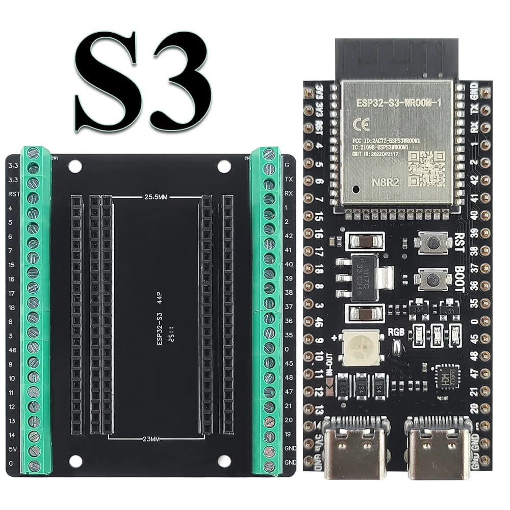 ESP32 S3 Development Boards with Expansion Adapter Kit 2.4G Wifi BT Module ESP32-S3-WROOM-1 N8R2 N16R8 44Pin Type-C ESP32-S3