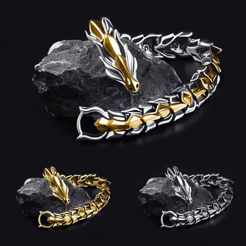 3 Color 20CM Men's Viking Domineering Dragon Vintage Punk Hiphop Bangle Bracelet Birthday Gift