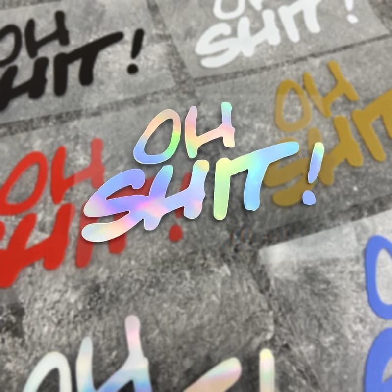 1PC Funny Letters OH SHIT Motorcycle Stickers Waterproof for Motorbike Fuel Tank Helmet Fairing Electric Scooter Vinyl Decals