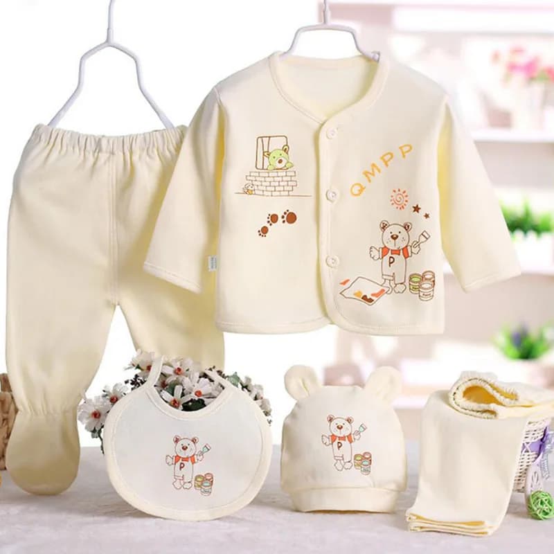 Newborn Infant Baby Suits Boys Girls Clothes Sets tops Pants bibs hats Girl Clothing set for baby girls outfit 5PCS/SET