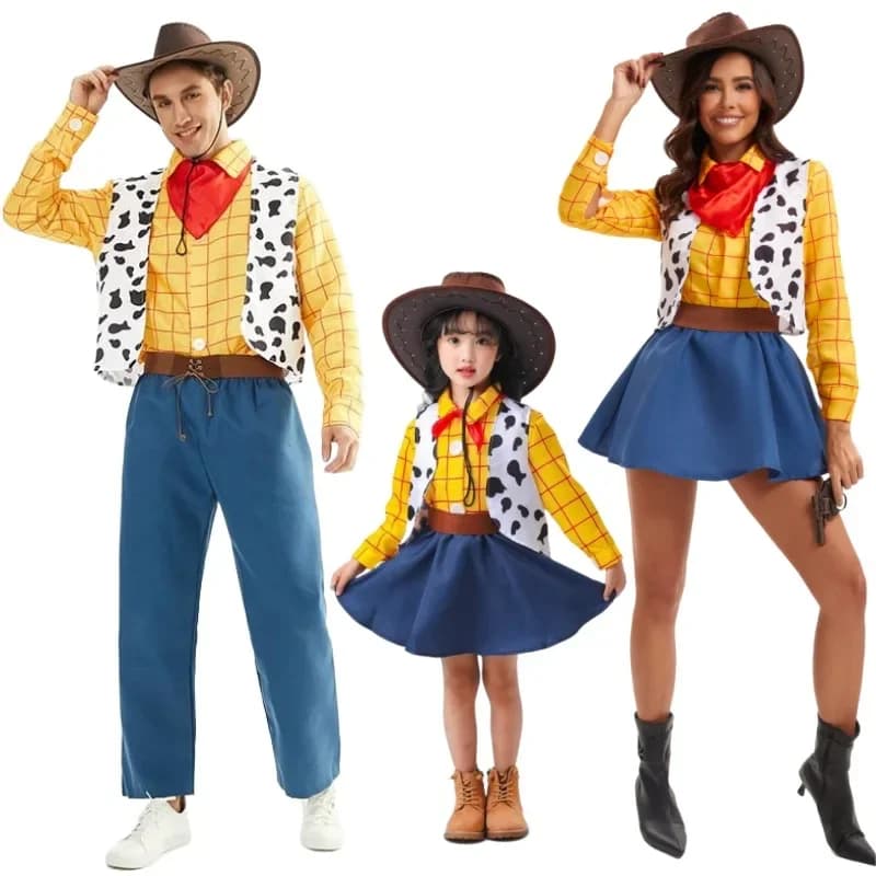 Halloween Couple Family Cosplay Idea Costume Woody Jessie COS Outfits Movie Stage Carnival Party Full Set for Adults Men Women