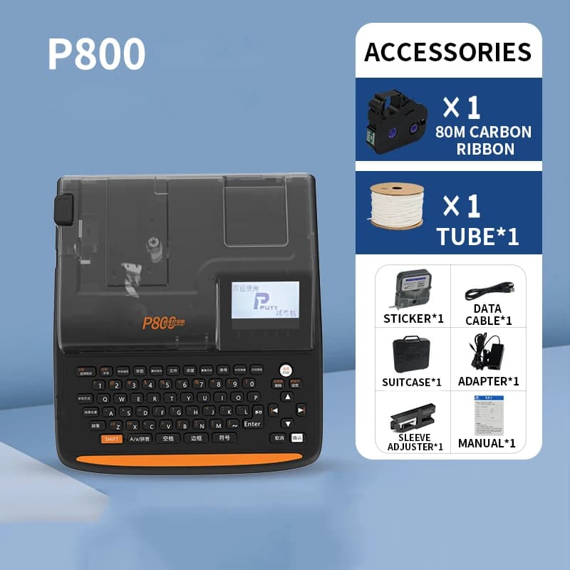 P800/PT1010 Waterproof Cable ID Printer PVC Tube Cable Printer With Tube Ferrule Thermal Transfer Printing