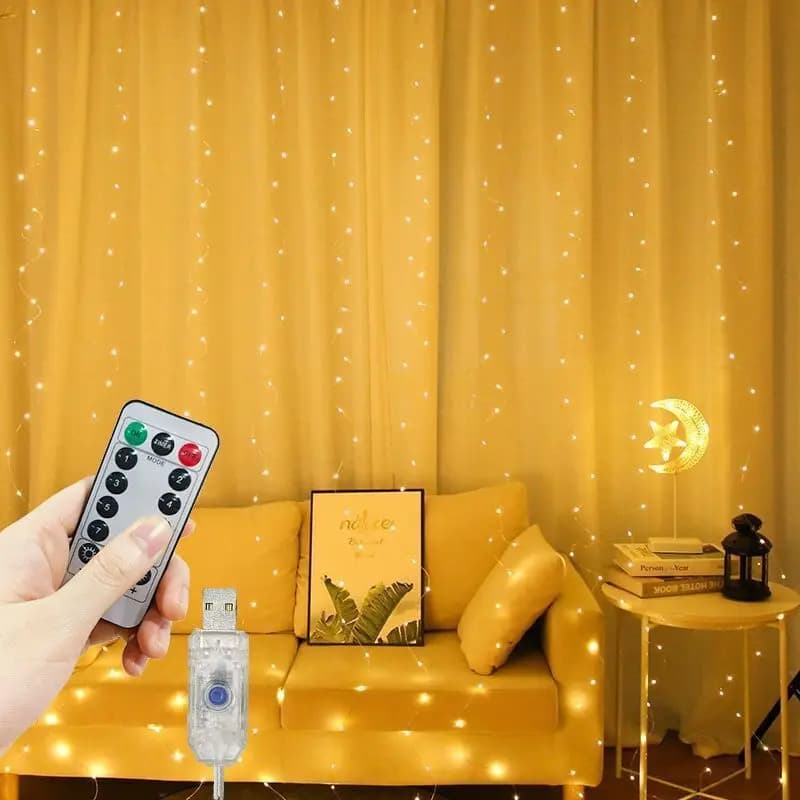 Christmas Decor 8 Mode Party Wedding Fairy String Light 3/4/6M LED Outdoor Garden Light USB Curtain Light Home Window Decoration