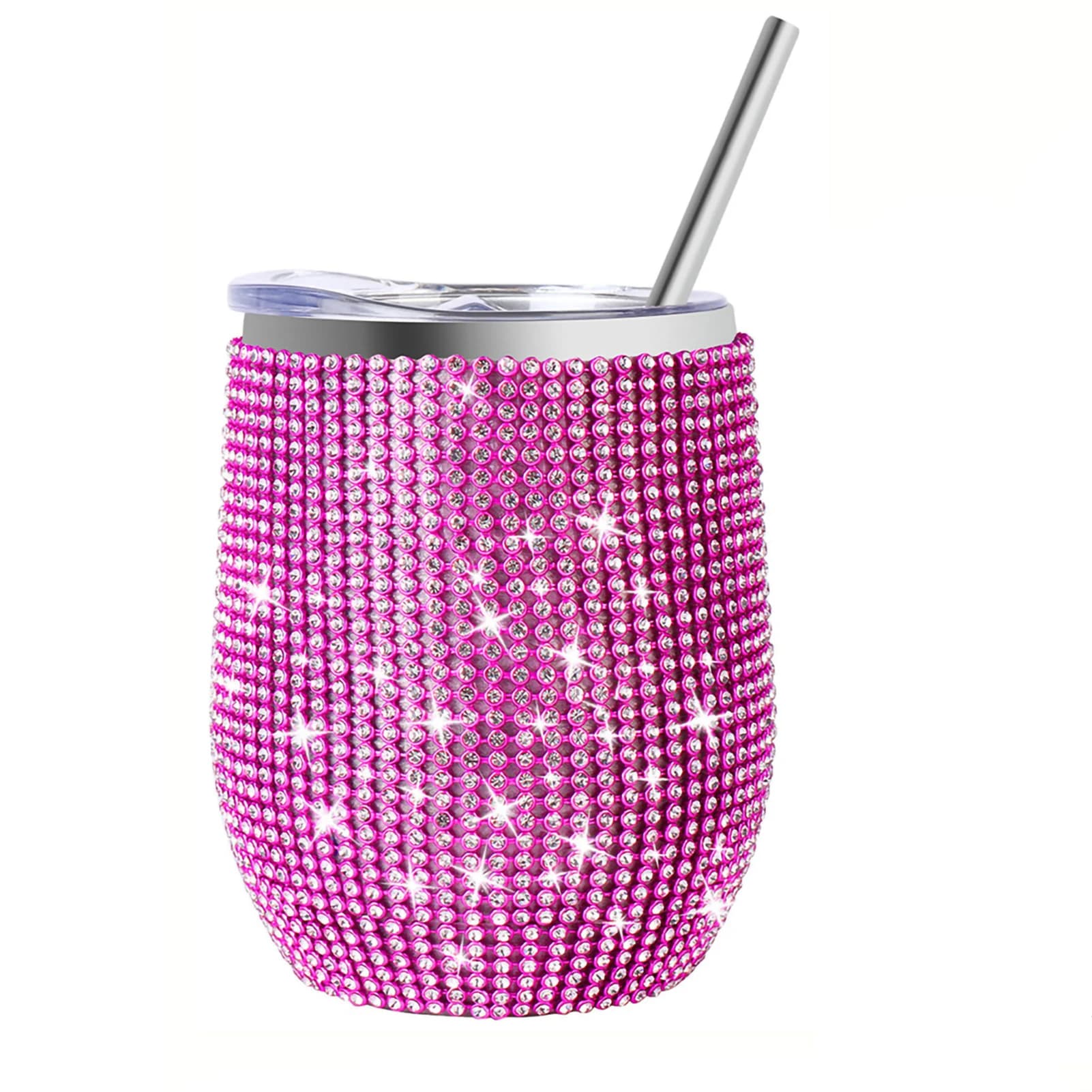 360ml Shiny Diamond Tumbler Wine Beer Cup Vacuum Thermo Champagne Mug Cup Stainless Steel With Sealed Lid Party Bridemaid Gift