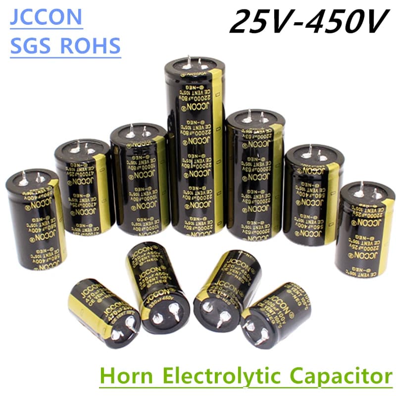2Pcs JCCON Audio Electrolytic Capa25V 35V 63V 80V 100V 200V 250V 400V 450V 3300UF 4700UF 6800UF 10000UF 15000UF 22000UF 47000UF