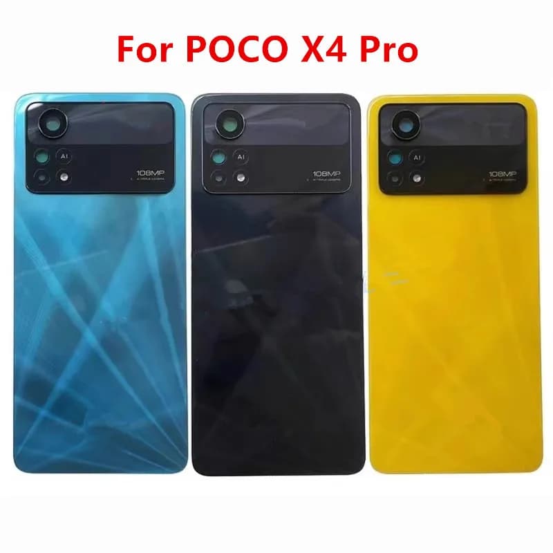 X4Pro Battery Back Cover For Xiaomi POCO X4 Pro 5G Rear Housing Case Replace Repair Spare Parts + Camera Lens