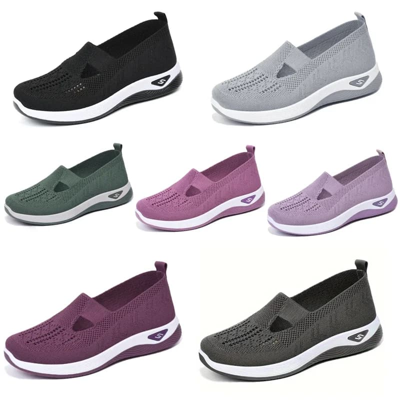 Women's Summer Shoes Mesh Breathable Sneakers Light Slip on Flat Platform New Casual Shoes Ladies Anti-slip Walking Woven Shoes