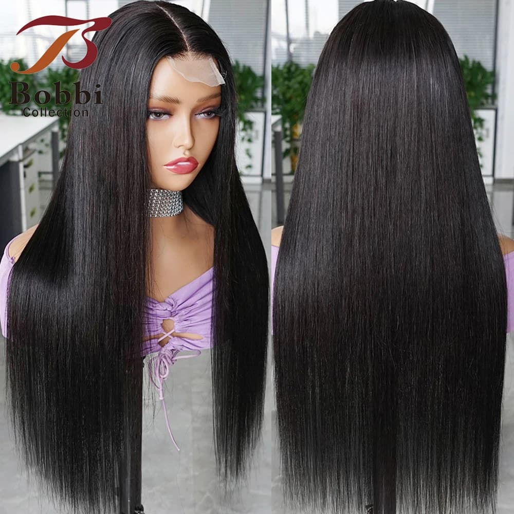 2x6 Lace Kim K Closure Wig Glueless Lace Front Wig 100% Human Hair Wig for Women Deep Middle Part Straight Natural Hair Bobbi