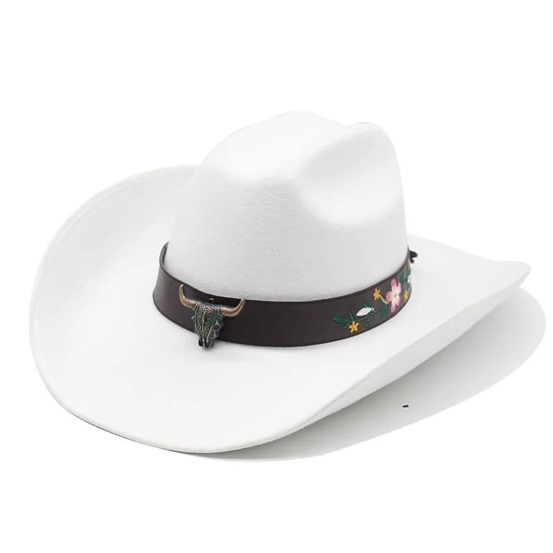 9 5 British Big Brim White Jazz Top Hat Autumn And Winter Woolen Hat Simple Woolen Fashion Style Cowboy Hat