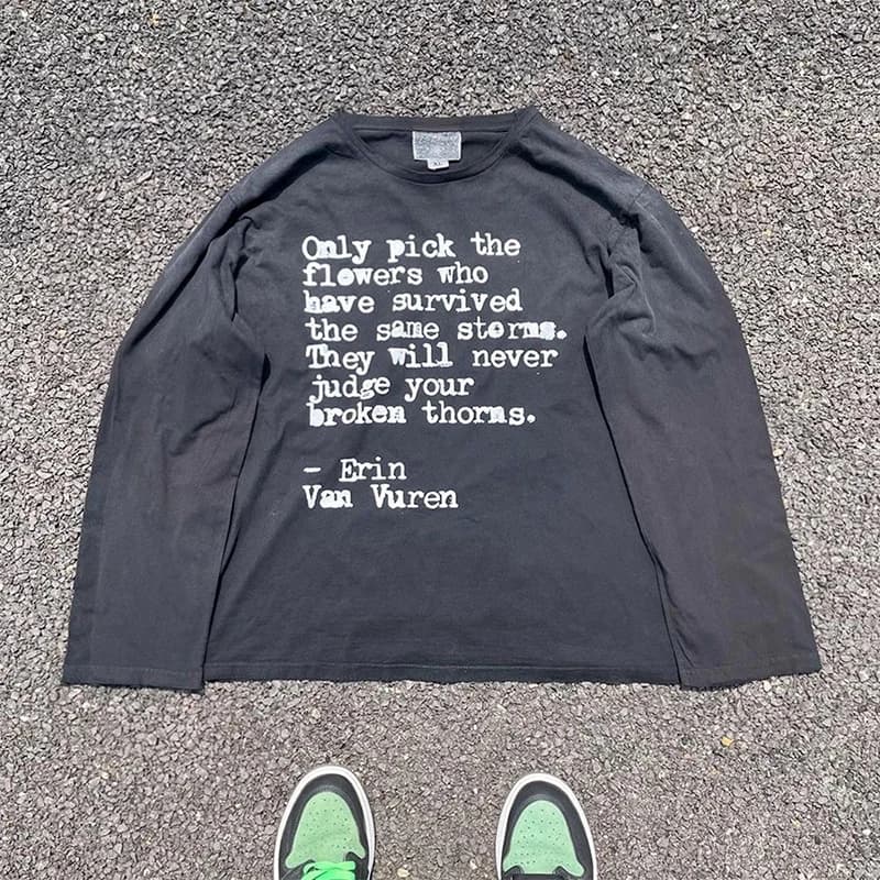 2000s Hip Hop Vintage Casual Letter Print Y2k Long Sleeve O-Neck Streetwear Harajuku Gothic Tee Crop Top Men Clothes ropa hombre