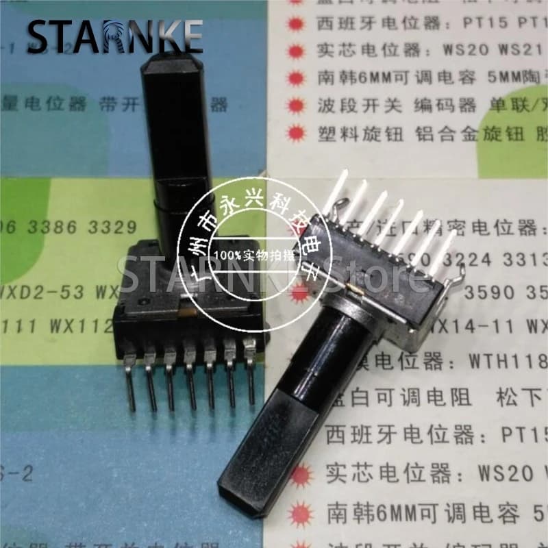 1PCS RK14 Type Double Vertical 7 Pin B10K With Midpoint B103 Half Shaft Length 23MM Amplifier Audio Volume Rotary Potentiometer