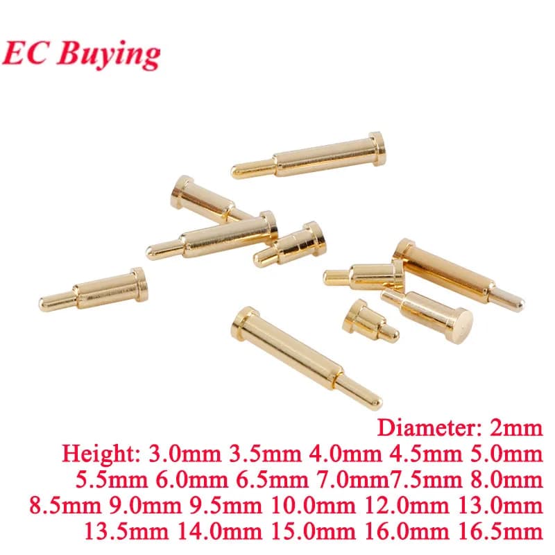 5-10Pcs Pogo Pin Connector Pogopin Battery Spring Loaded Contact SMD Needle PCB 3 4 5 6 7 8 9 10 12 10MM Test Prob Diameter 2mm