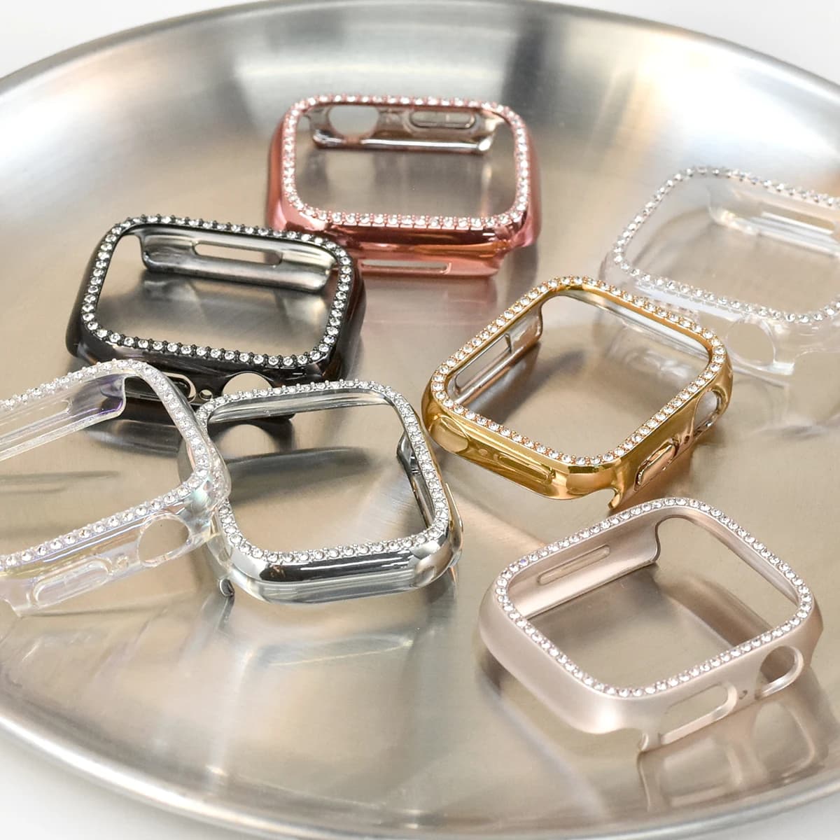 Hard PC Frame Diamond Case For Apple Watch Series 10 42mm 46mm Protective Cover 40MM 44MM for iWatch 4 5 6 SE 7 8 9 41MM 45MM