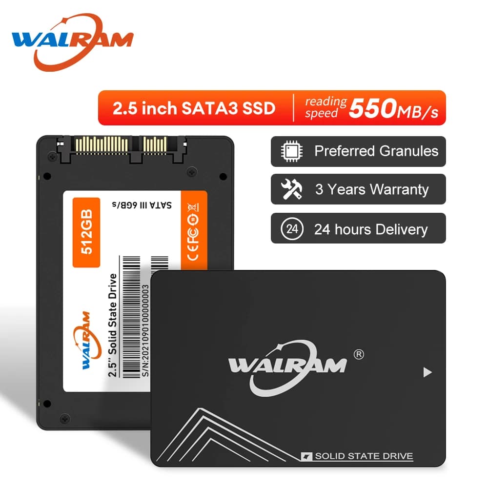 WALRAM Sata3 SSD 1TB 2.5 Inch "Internal Hard Drive Disk 128GB 256GB 512GB HDD Solid State Hard Disk for Laptop Desktop