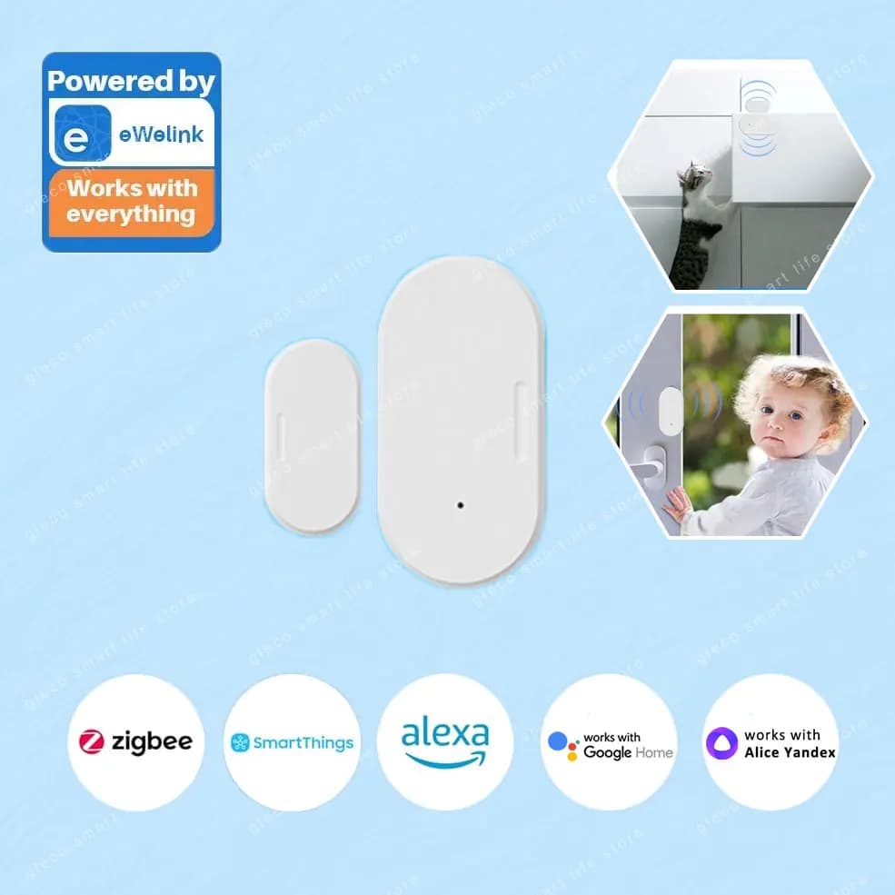 Zigbee Door Window Sensor Contact Sensor Open Closed Detector Smart Home Alarm Security Protection Work with Alexa ,Google,Alice