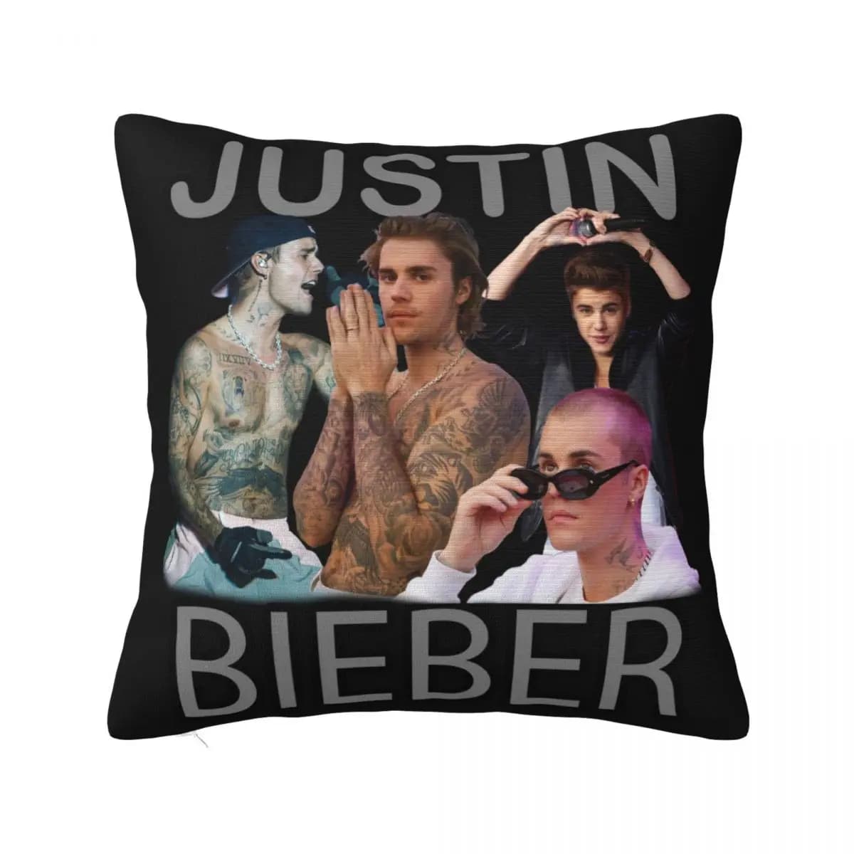 Justined Biebered Pillowcase Printed Fabric Cushion Cover Decorative Pillow Case Cover Home Zippered 18"