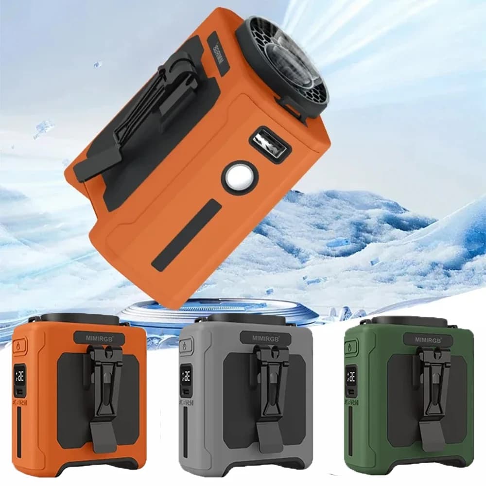 10000mAh Portable Waist Fan LED Lighting Hanging Neck Fan with Power Bank 5 Speed Strong Airflow Cooling Fan for Outdoor Working