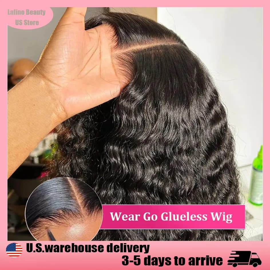 Lafino 5x5 Hd Lace Closure Wig Curly Wigs Wear And Go Glueless Human Hair Wig 4x4 Closure Deep Wave Wig Water Wave Human Hair