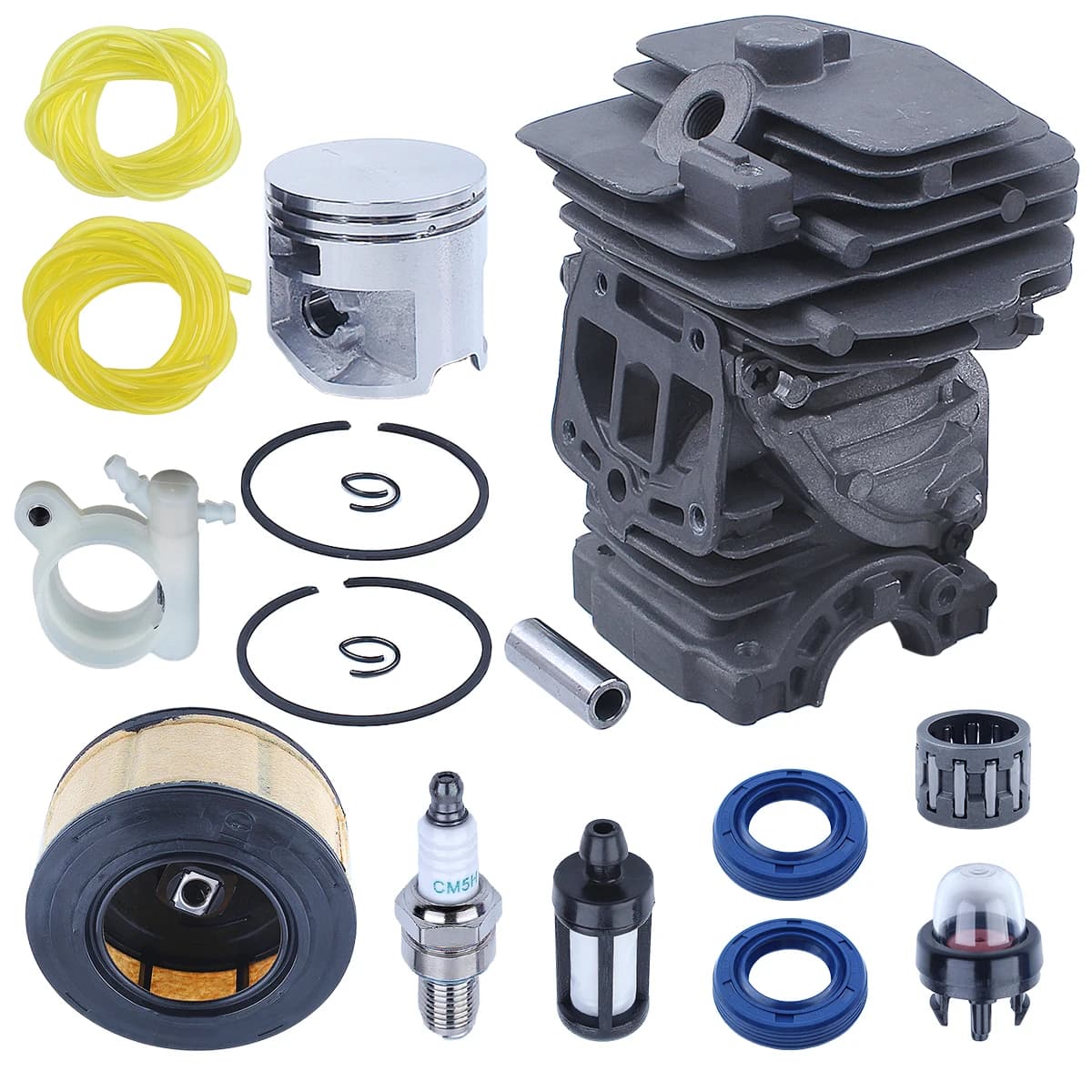 44mm Cylinder Piston Air Filter Fuel Filter Oil Pump Kit for Stihl MS251 Chainsaw Replace OEM For 1143 020 1207,1143-020-1207