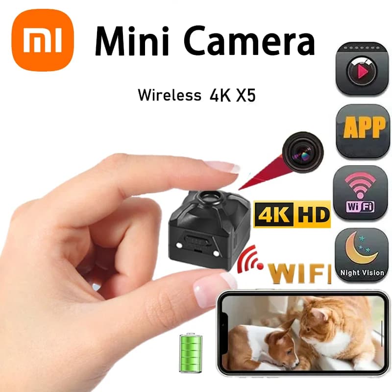 Xiaomi 4K Wireless Camera Mini WiFi IP/AP Remote Monitor Rechargeable Battery Motion Detection Portable Camcorders Home Outdoor
