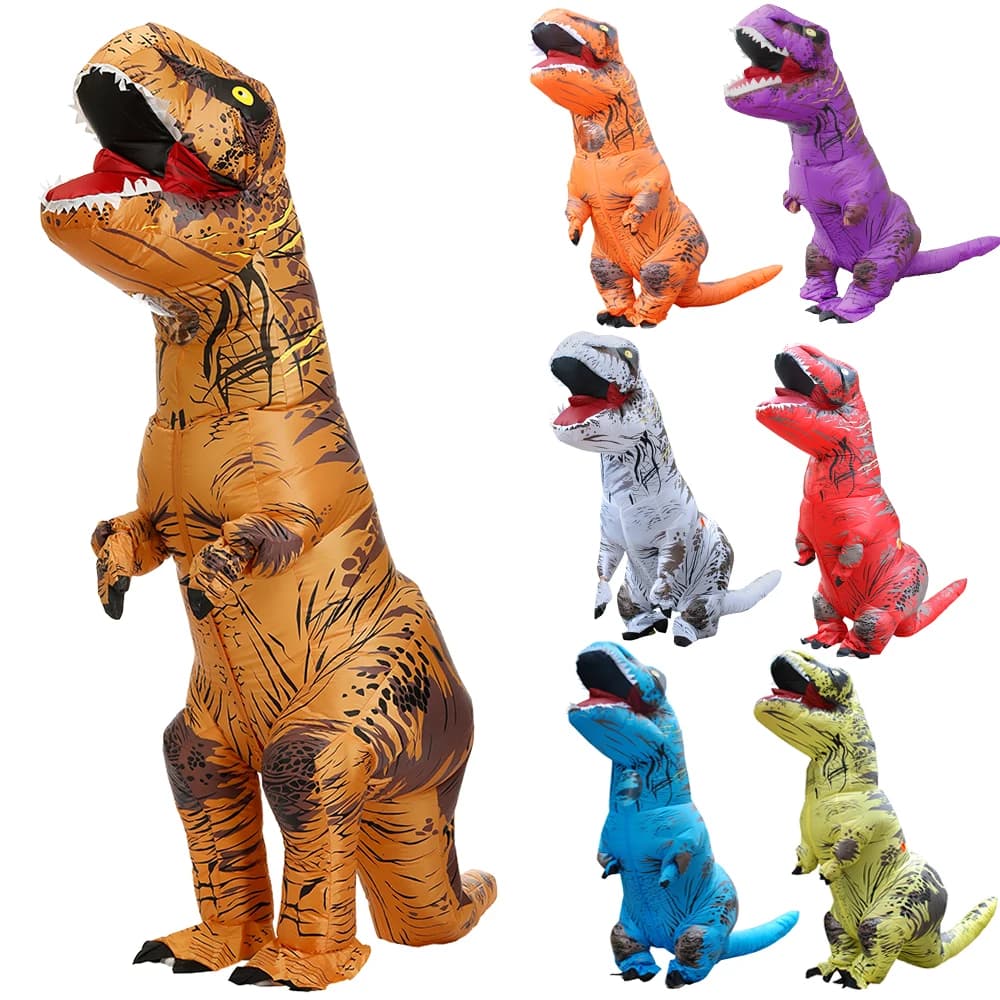 Halloween T-Rex Dinosaur Inflatable Costume Funny Cool Dress Suits For Adult Kids Purim Animal Cosplay Costume For Men Women