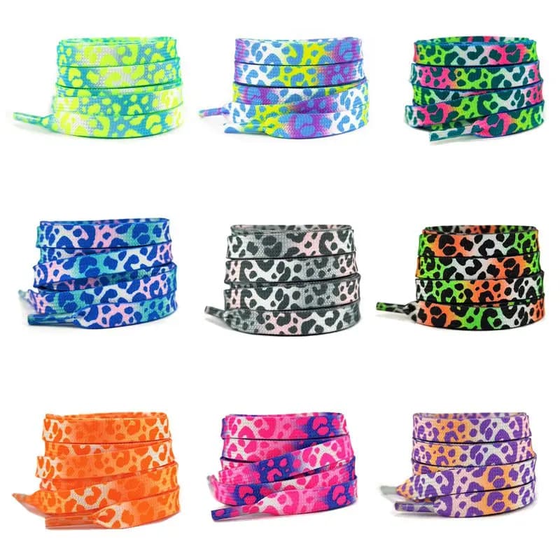 1Pair Colorful Leopard Print Shoelaces AF1 Sneakers Shoe laces Fashion Quality Flats Shoelace 120/140/160CM Shoes Accessories