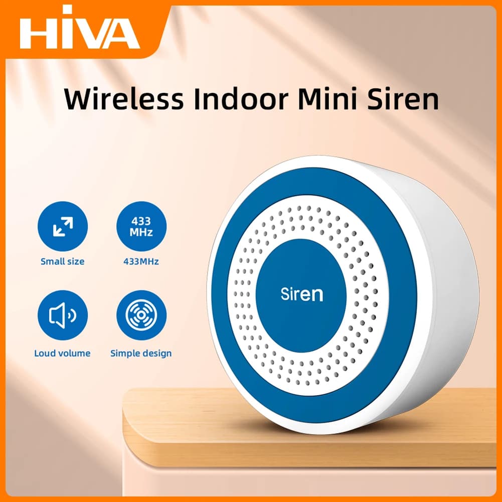 New Indoor Strobe Siren 433MHZ Light Siren Mini Standalone Strobe Siren Home Security Sound Alarm System With PIR Door Sensor