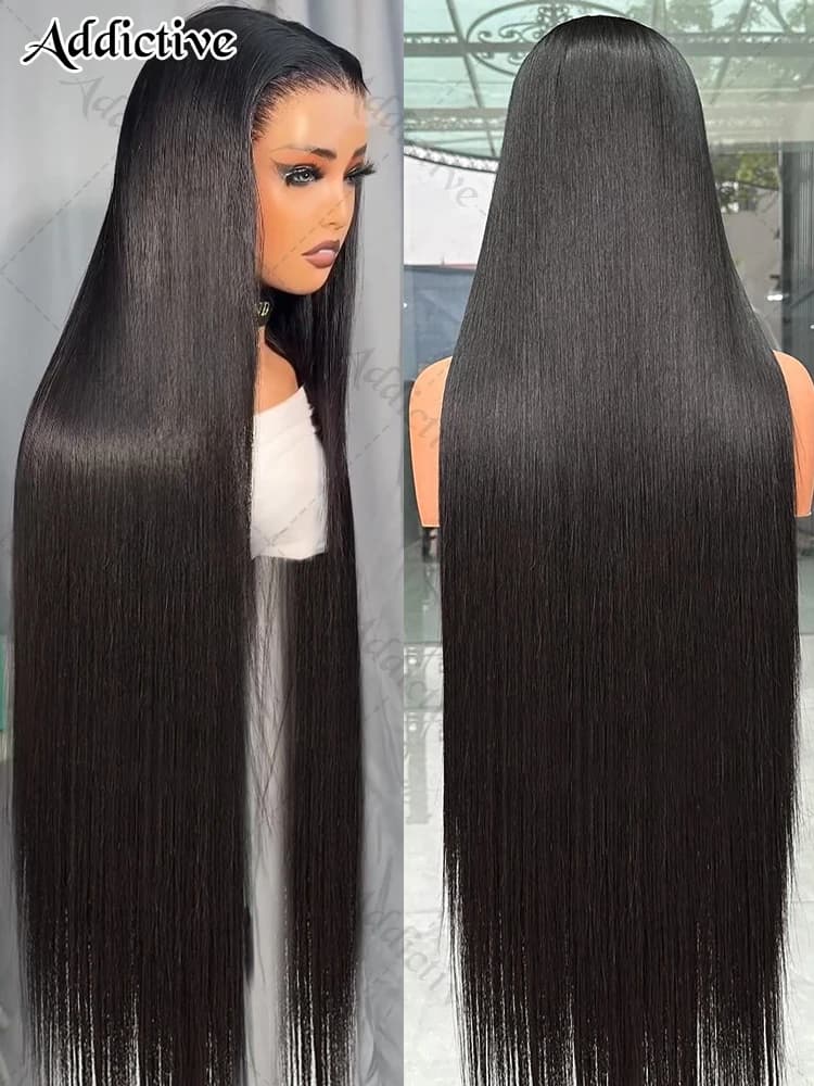 250 Density Bone Straight 13x6 HD Lace Front Human Hair Wigs 30 40 Inch Brazilian 13x4 Transparent Lace Frontal Wig For Women