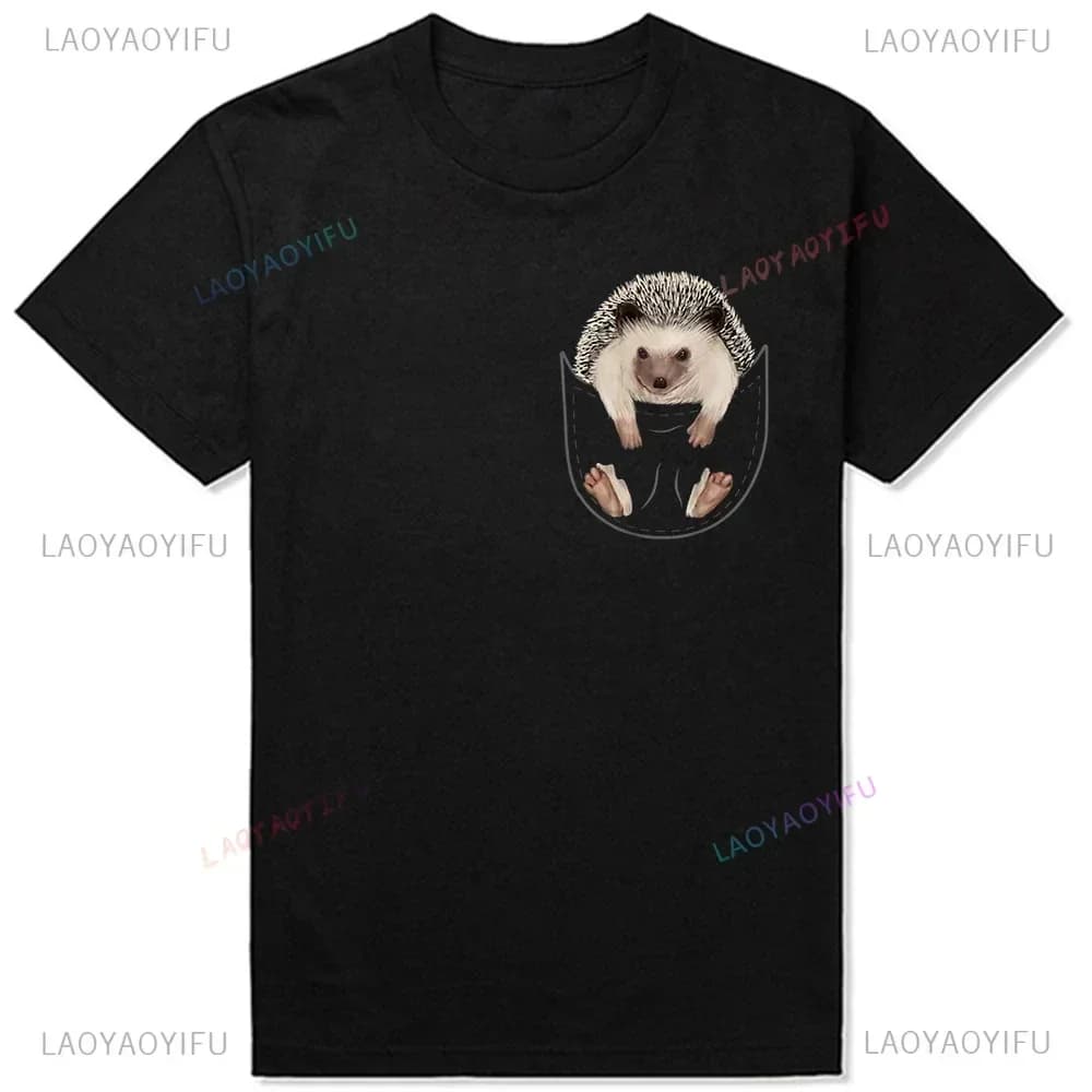 Hedgehogs Pocket Animal Hedgehog Classic Printed Tee Fashion Casual Streetwear Hip-hop Hipster Loose O-neck Hot Sale Tops Tshirt