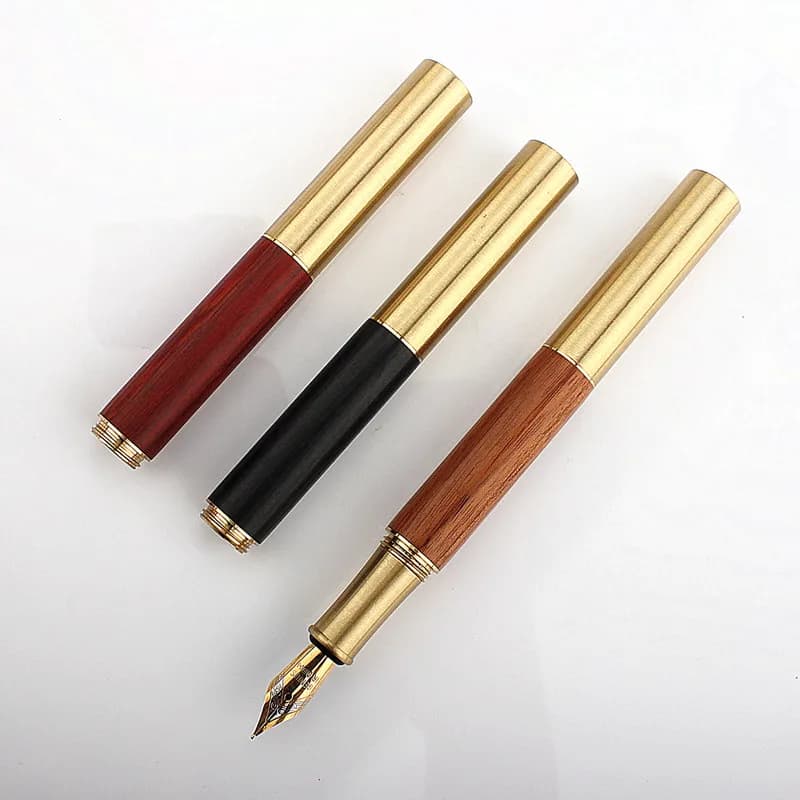 Brass Solid Wood Retro Fountain Pen Travel Short Fountain Pen Extra Fine Office Student Pen Stationery Fountain Pen