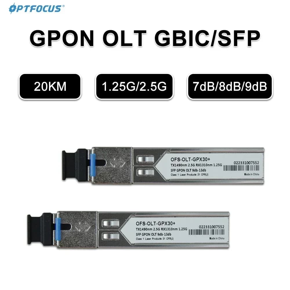 OPTFOCUS GPON OLT GBIC 9dB SFP 2.5G/1.25G 20km GPON OLT SFP Compatible with ZTE Huawe Fiberhome OLT PX30+ GBIC