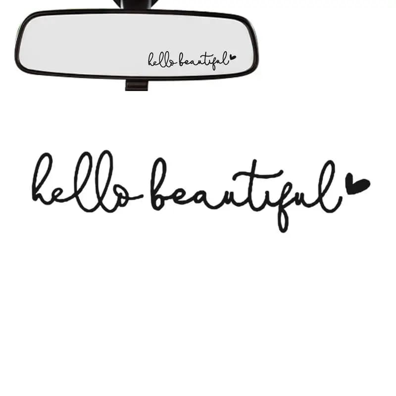 Hello Beautiful Rearview Mirror Decal Waterproof Rear View Mirror Decal Auto Sticker Hello Beautiful Sign Chic Car Decal