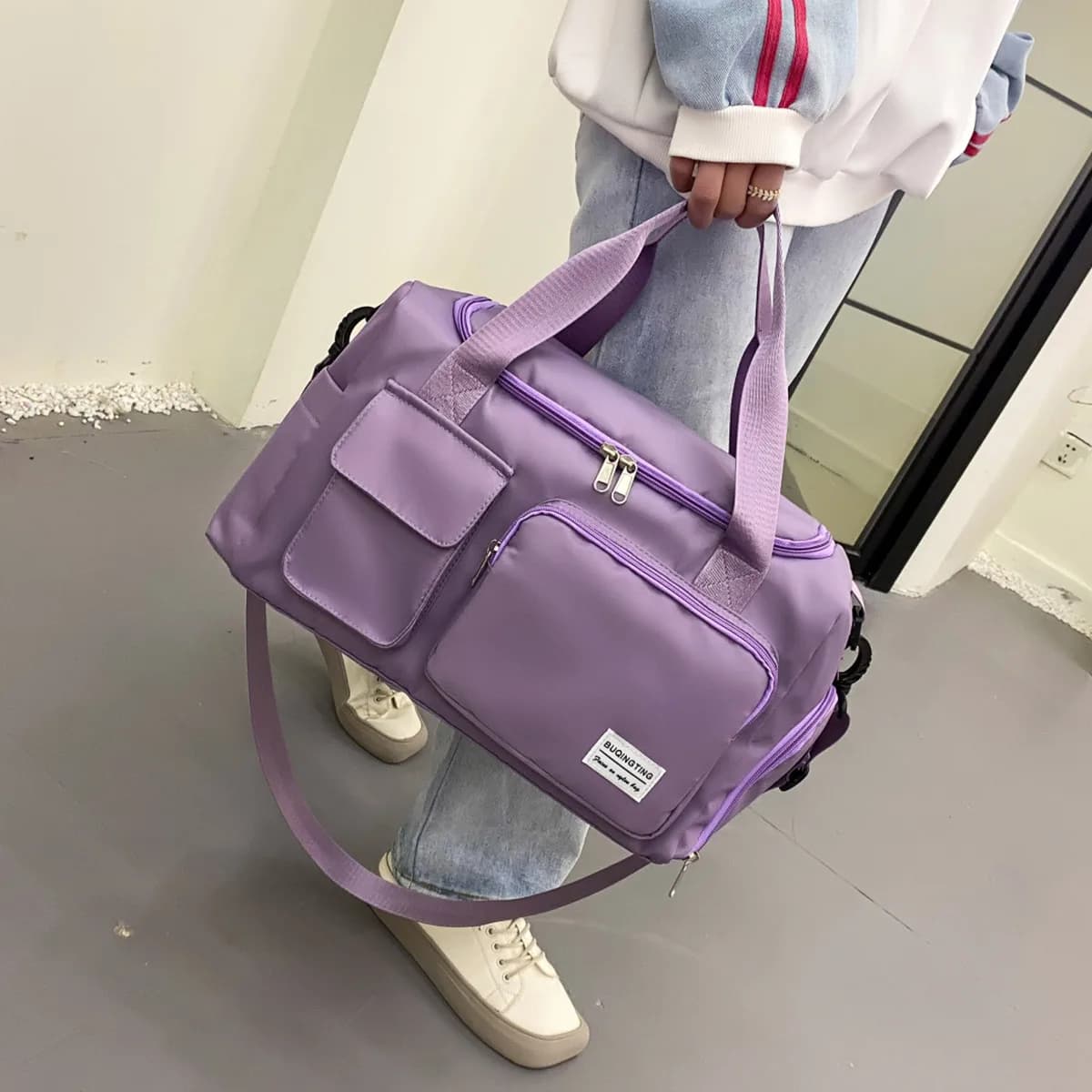 Unixinu Carry on Travel Bag Large Capacity Weekender Overnight Duffle Bags with Shoe Compartment Sports Fitness Bags for Women