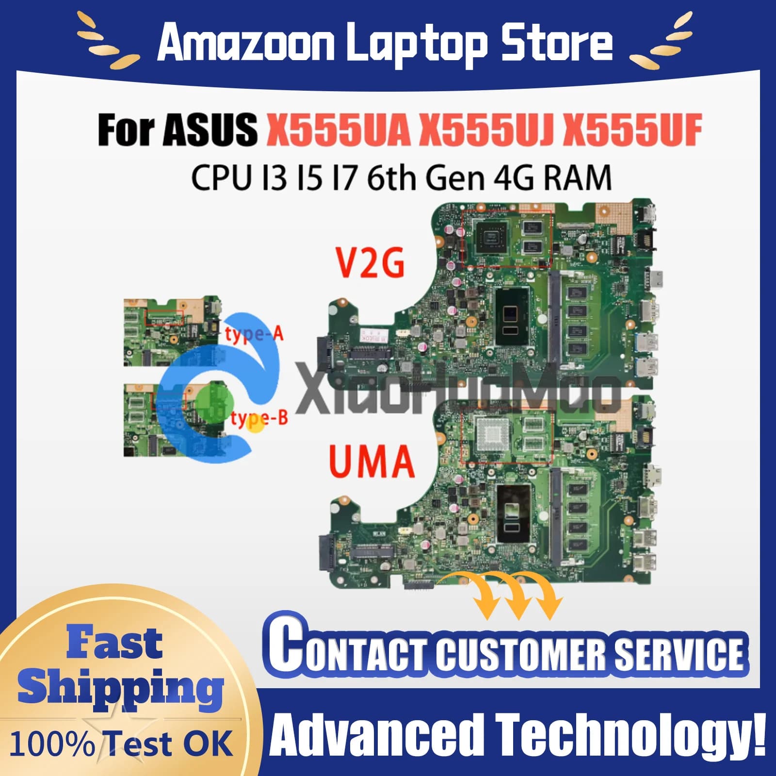 For ASUS X555UJ X555UF X555UA X555UB A555UJ A555UA A555UB F555UA F555UB F555UJ K555UJ K555UB K555UA DX992U Laptop Motherboard