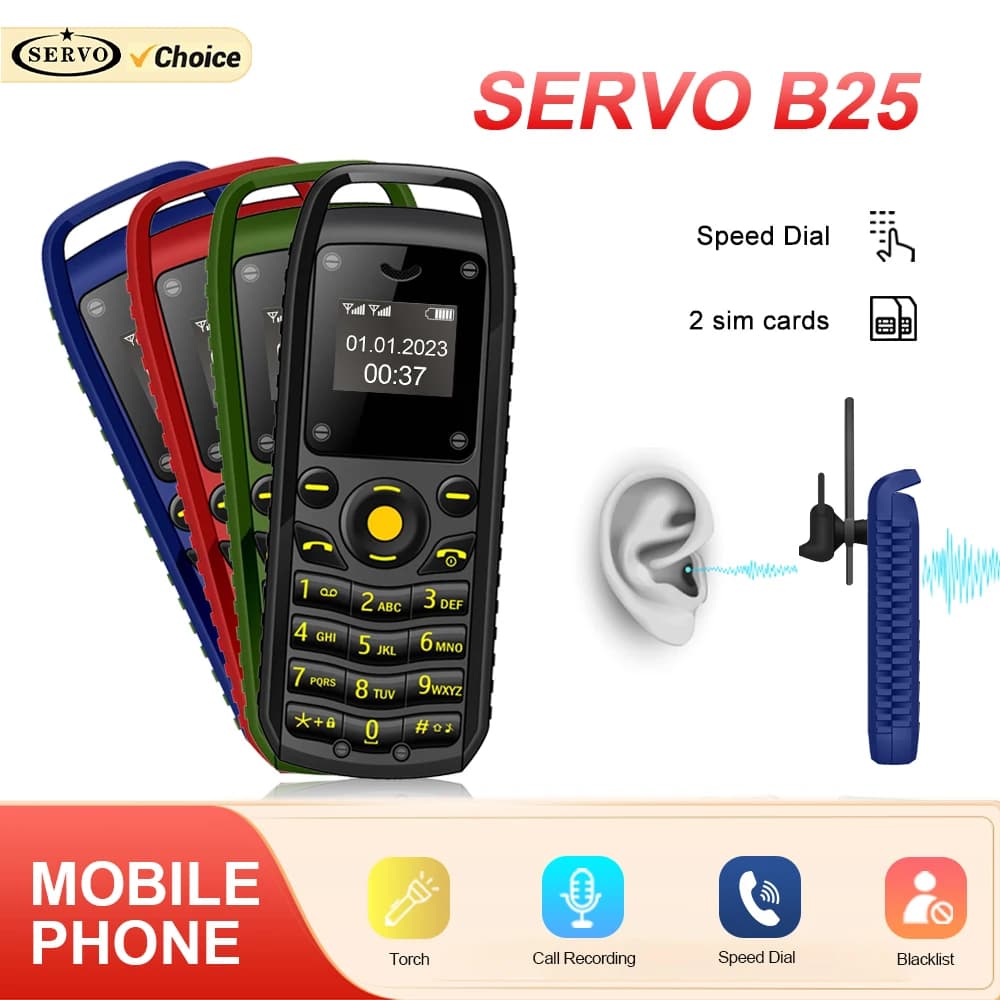 SERVO B25 Mini Mobile Phone 2 SIM Standby Bluetooth Dialing Magic Voice Sync Music Blacklist Durable Little Telephones Low-Price