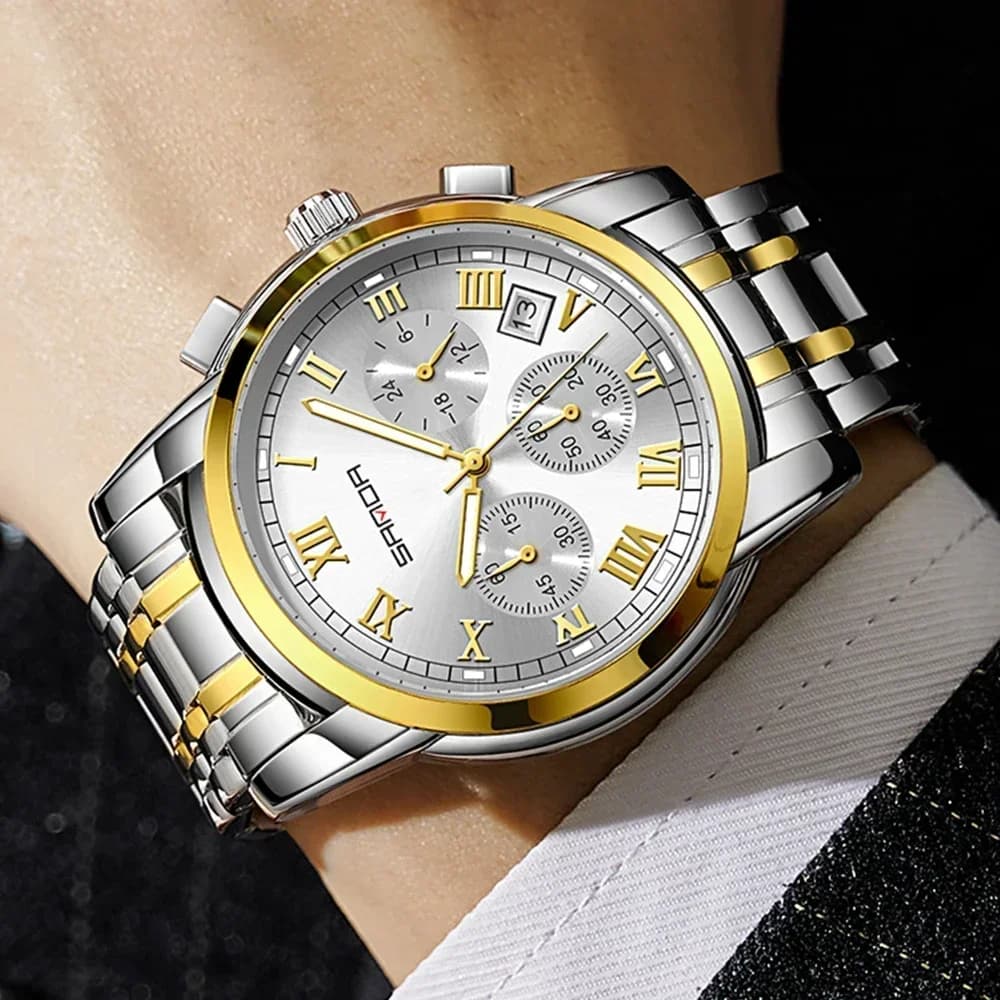 SANDA 7003 Fashion Light Business Waterproof Quartz Wristwatch For Men Simple Round Dial Date Design Noctilucent Watch Shock New