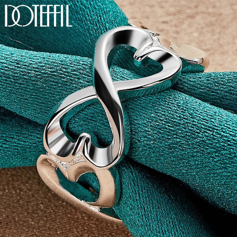 DOTEFFIL 925 Sterling Silver Heart Ring For Women Man Wedding Engagement Party Fashion Charm Jewelry
