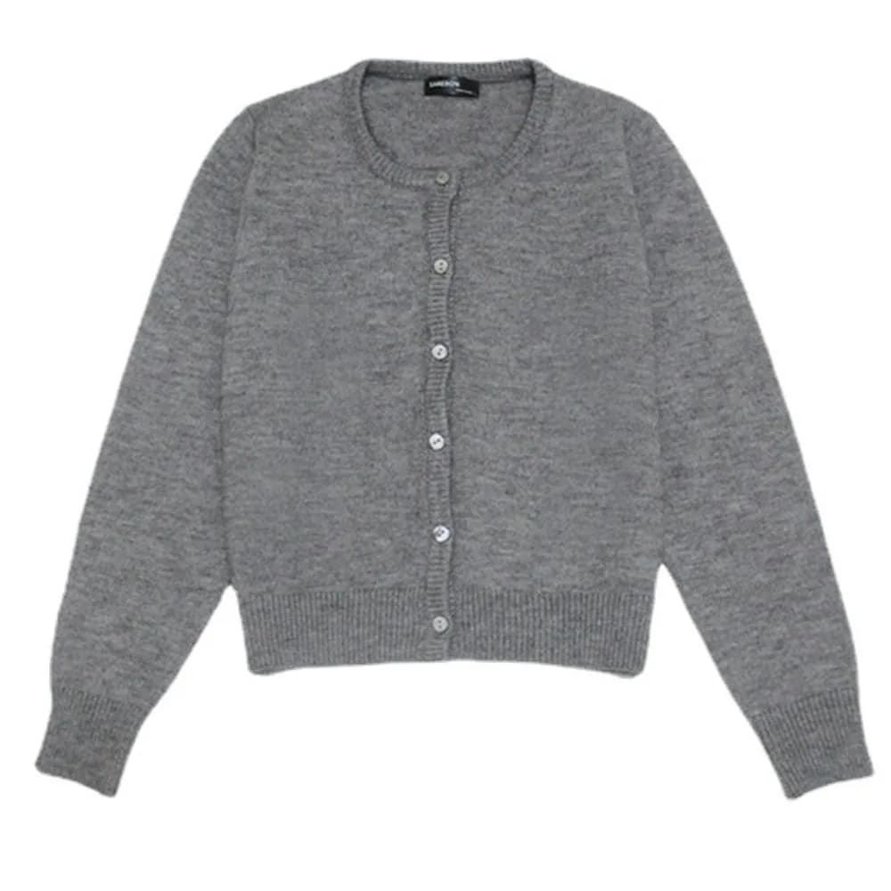 Women's Gray Button Down Lightweight  Knit Cardigans Cashmere Sweaters Black Fall Long Sleeve Ladies Tops