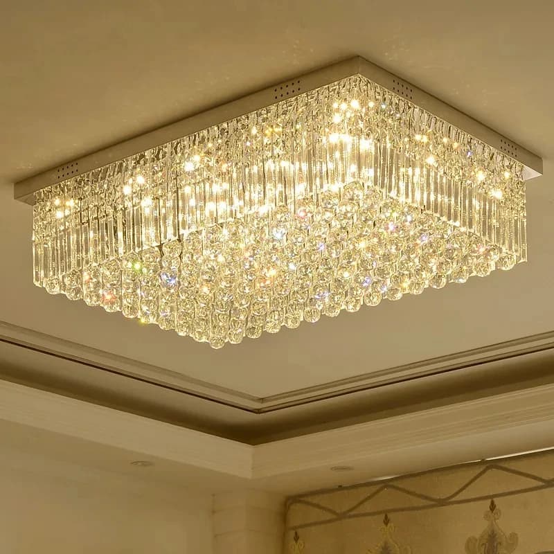 Rectangular and Square Luxurious Villa Living Room Lamp LED Crystal Ceiling Lamp Modern Restaurant Bedroom Home Decor Fixtures