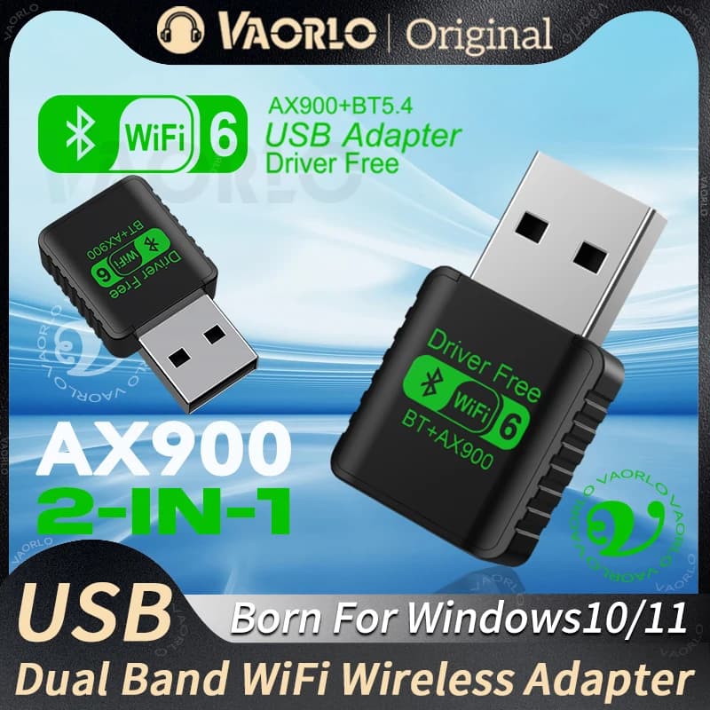 AX900 USB WiFi6 Bluetooth 5.4 Adapter 2in1 Dongle Dual Band 2.4G&5G WiFi Network Wireless Wlan Receiver For Win10/11 DRIVER FREE