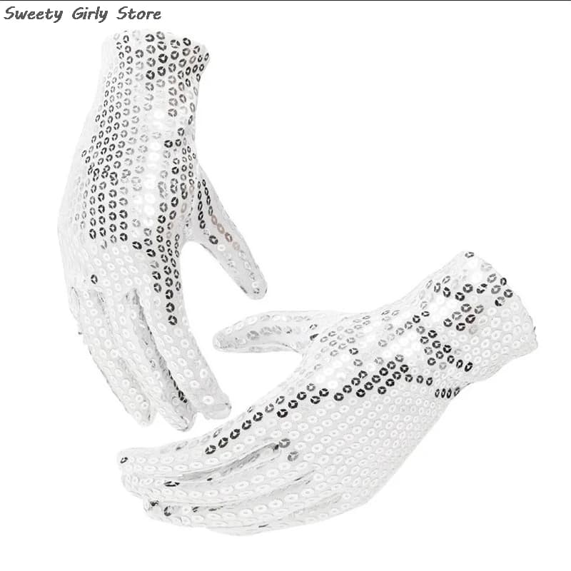 1 Pair Cosplay Party Guantes Shiny Sequin Dancing Gloves Fashion Dress Up Costume Mittens Club Performance Dance Stage Gloves