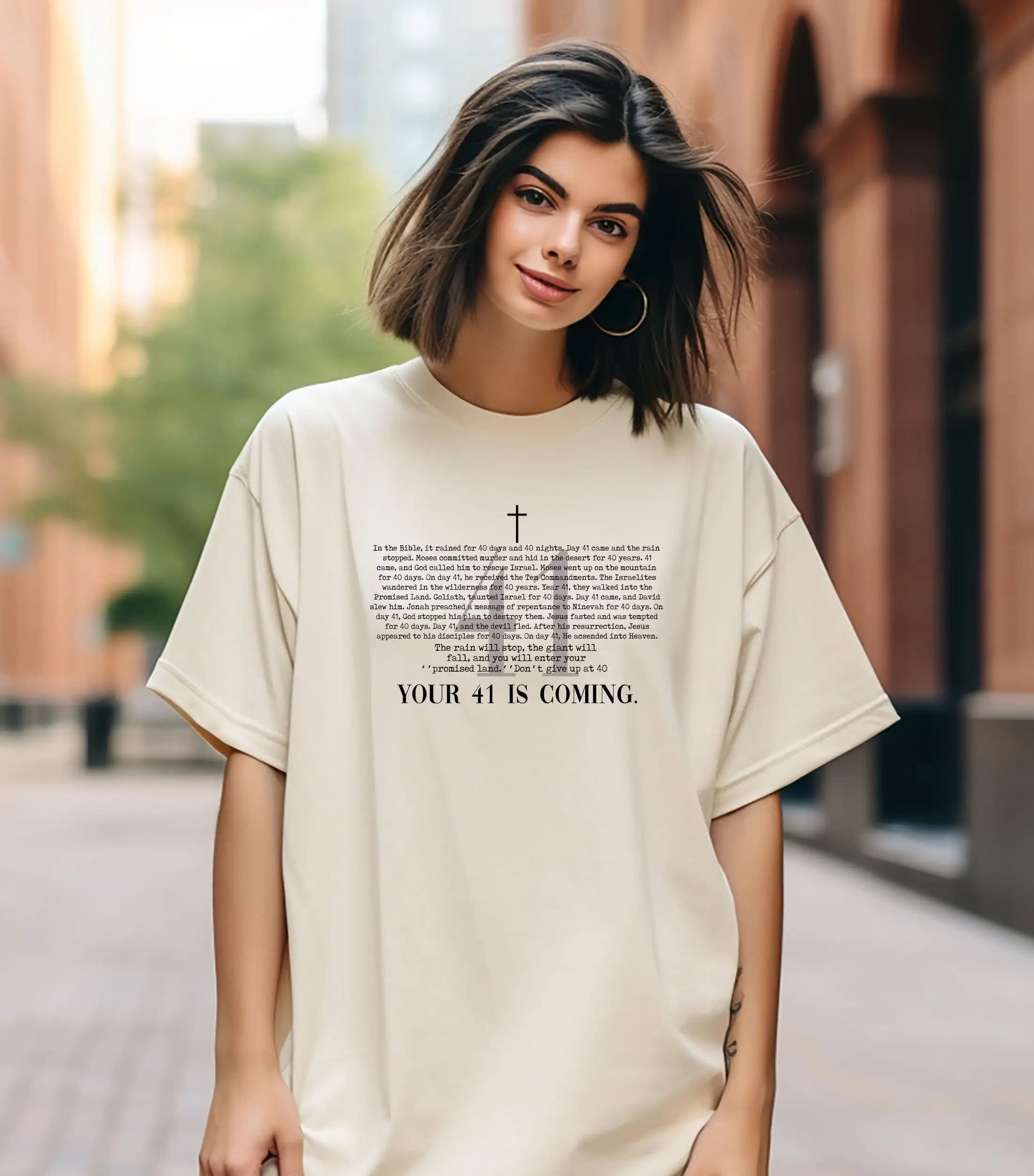 Comfort Colors Religious T Shirt Your 41 Is Coming Positive Thoughts Have Faith Christian Women