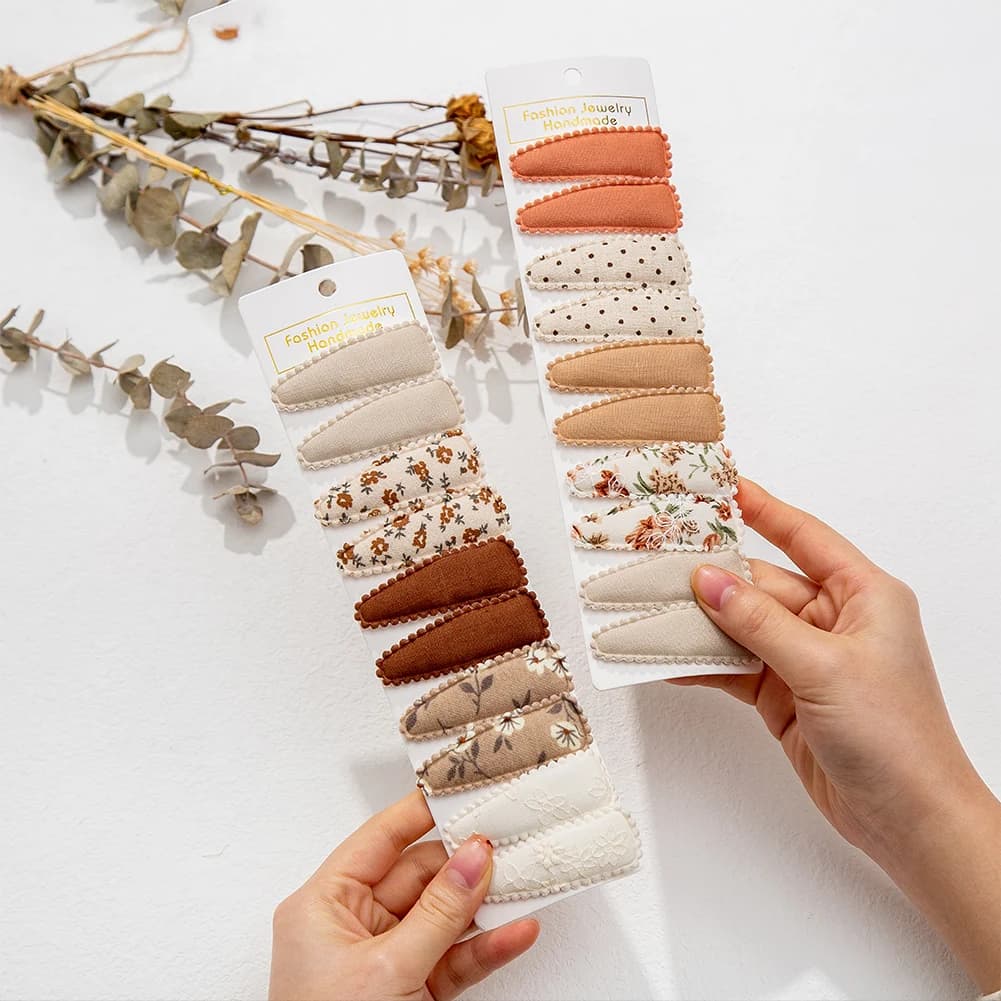 20Pcs/Lot Cute Baby Hair Clips Floral Dot Print Hairpins Princess Girls Plaid Barrettes Non-Slip Safety Hairgrips Kids Headwear