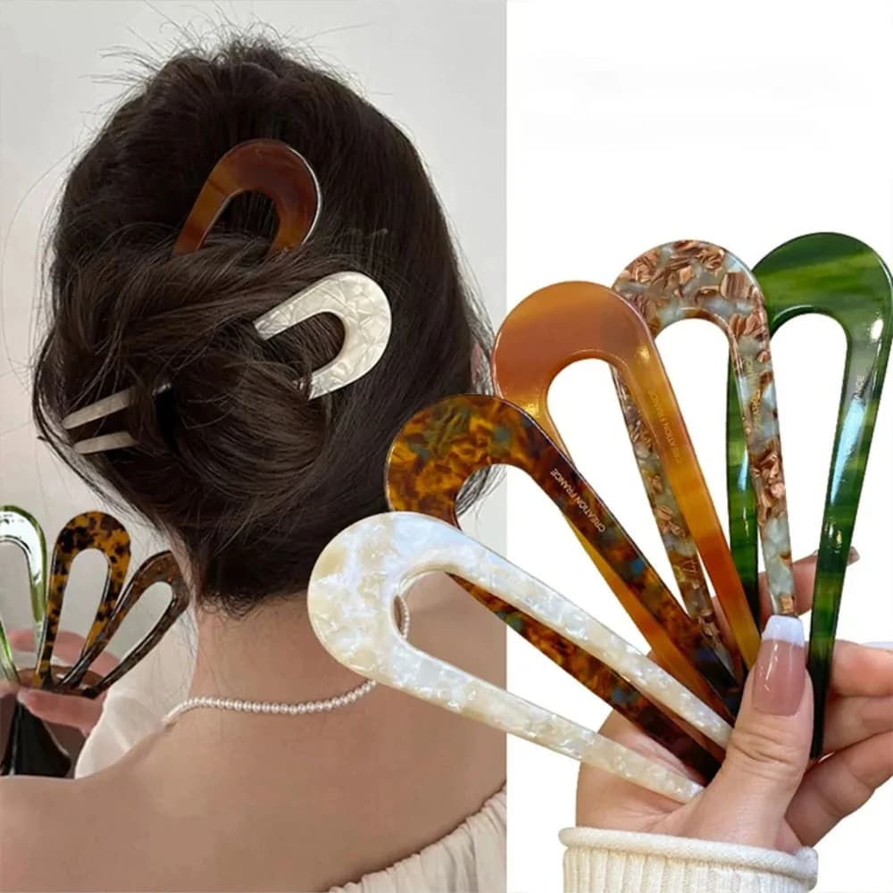 U Shaped Hair Stick Vintage French Hair Pin Women Acetate Hair Accessories Diy Retro Hairstyle Tool New Hair Clips 2025 New