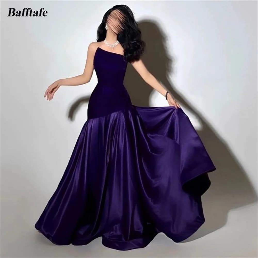 Bafftafe Purple Velvet Satin Formal Evening Dresses Customized Mermaid Arabia Fishtail Prom Dress Women Formal Party Gowns 2025