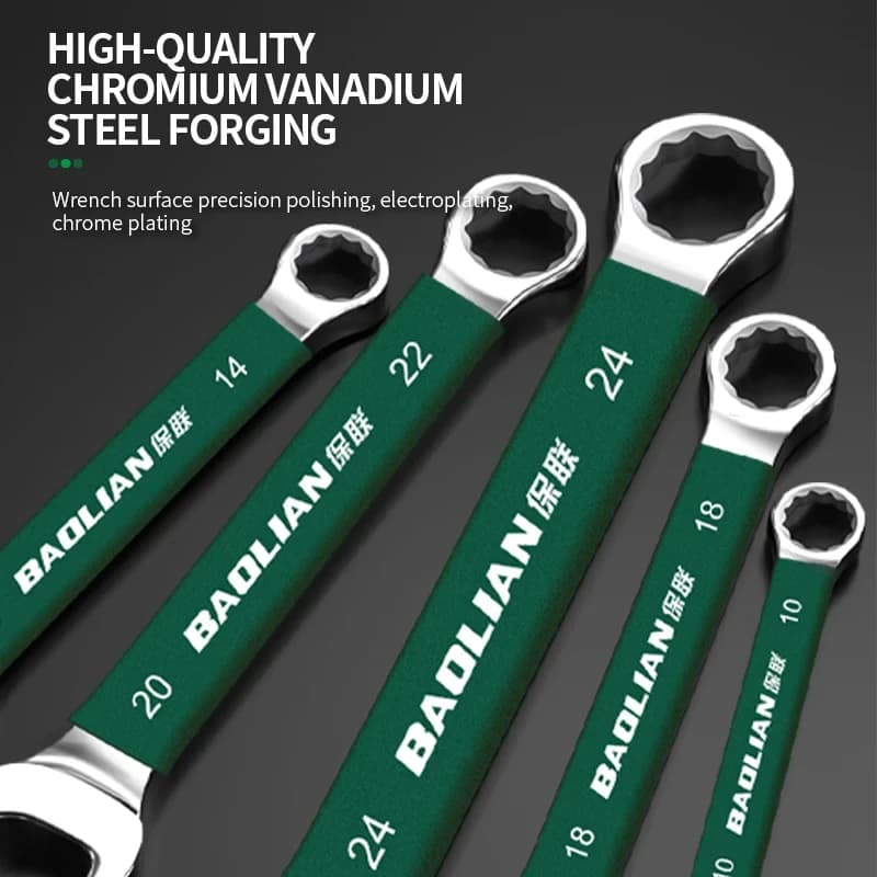 BaoLian Durable Wrench 8-30mm Plum Blossoms Open Combination Wrench Two-Way Double Fast Wrench Auto Repair Tools